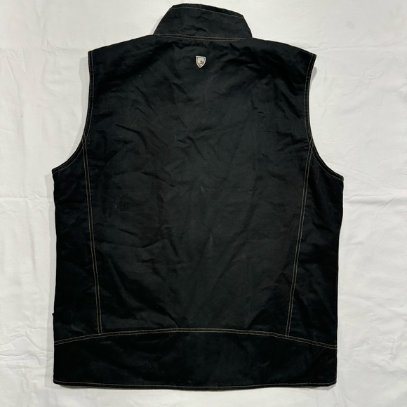 Kuhl Men's Burr Fleece Lined Waxed Canvas Vest XL Espresso Brown NWT Full Zip - Picture 9 of 10